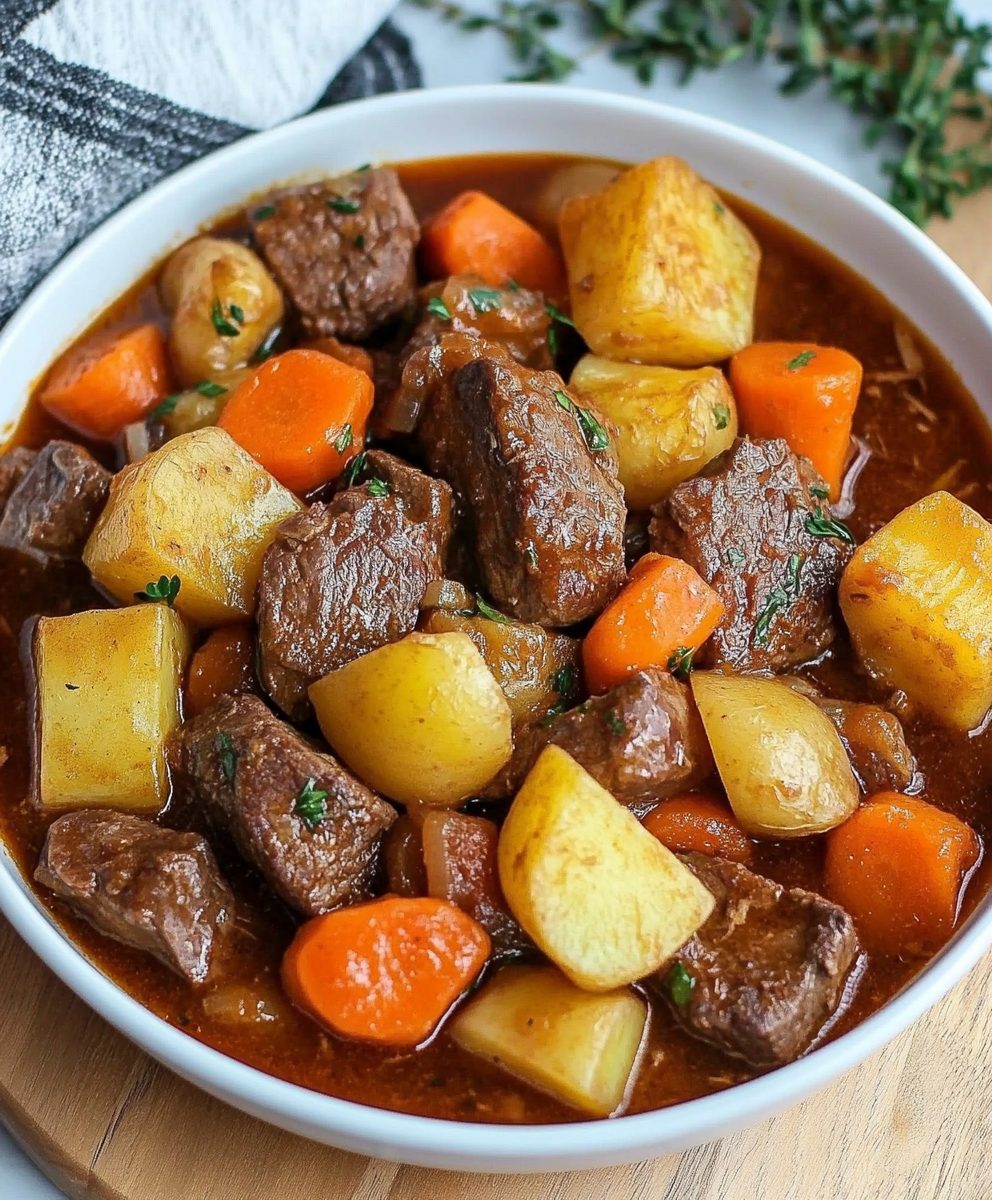 Classic Oven-Braised Beef Stew with Carrots and Potatoes