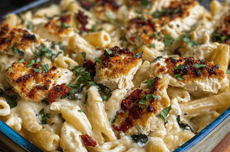 Creamy Chicken Mozzarella Pasta with Sun-Dried Tomato Sauce