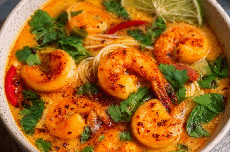 Thai Shrimp Soup (Red Curry Coconut Soup)