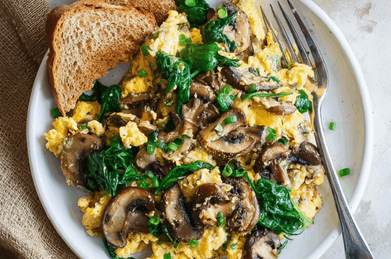 Mushroom-Spinach Scrambled Eggs