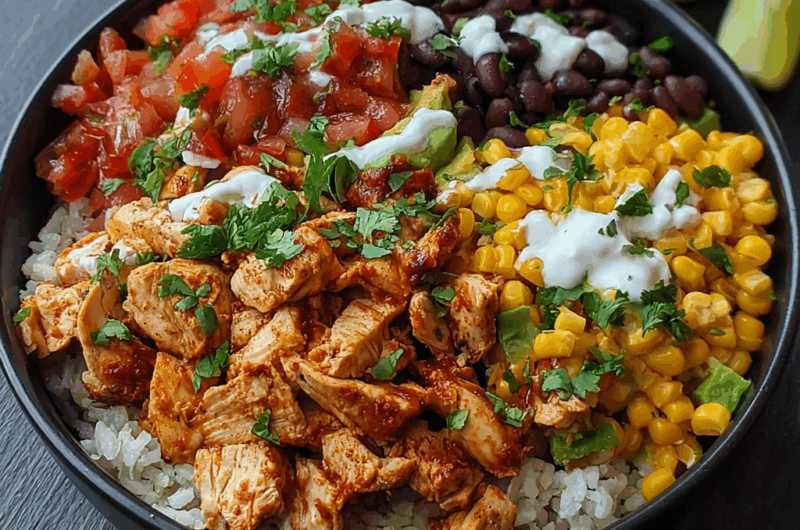 One Pan Chicken Burrito Bowl