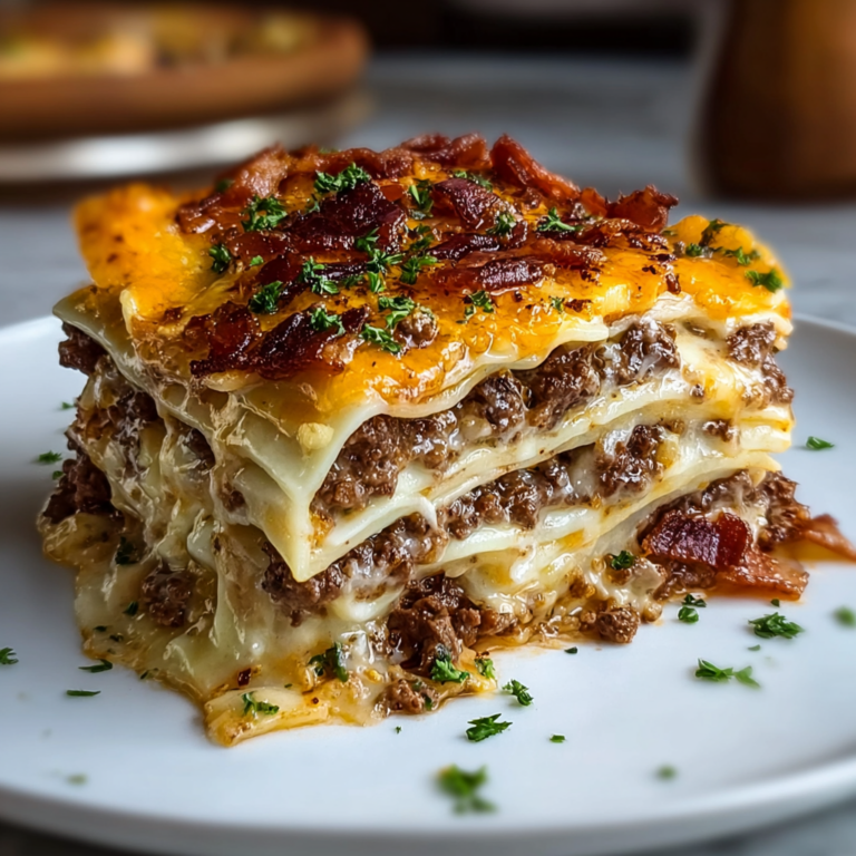 Parmesan Garlic Bacon Cheeseburger Lasagna: A Hearty Delight!